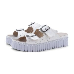 Ilse Jacobsen Cream‎ Double Buckle Leather Sandal 39/ 8.5 US